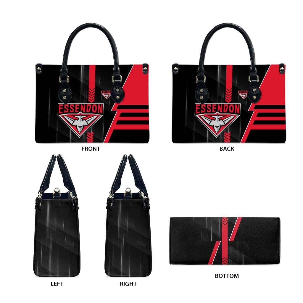 Essendon Bombers Leather Bag Modern Geometric Sports Graphic Style