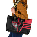 Essendon Bombers Leather Tote Bag Modern Geometric Sports Graphic Style
