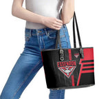 Essendon Bombers Leather Tote Bag Modern Geometric Sports Graphic Style