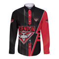 Personalized Essendon Bombers Long Sleeve Button Shirt Modern Geometric Sports Graphic Style