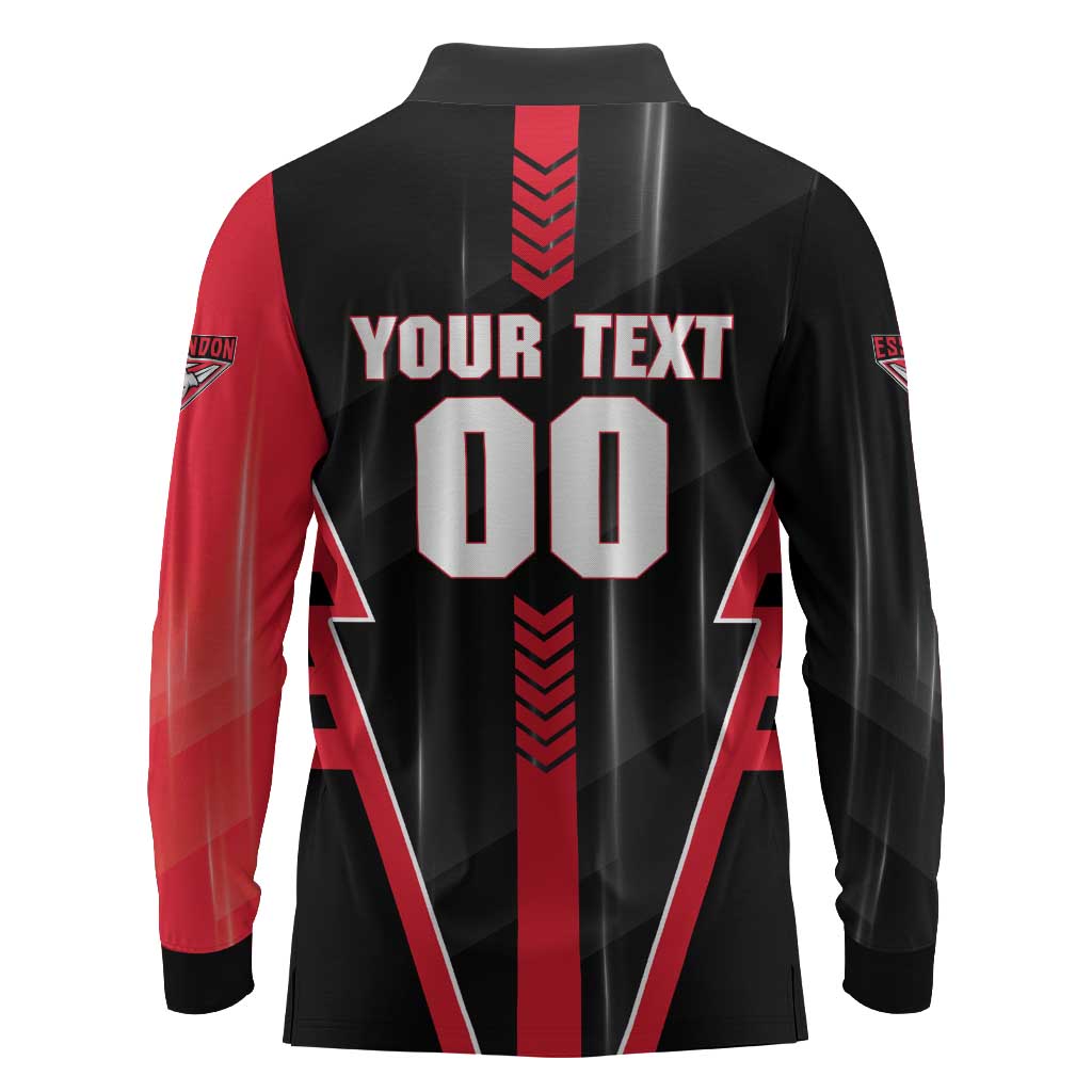 Personalized Essendon Bombers Long Sleeve Polo Shirt Modern Geometric Sports Graphic Style
