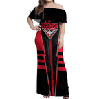 Personalized Essendon Bombers Off Shoulder Maxi Dress Modern Geometric Sports Graphic Style