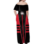 Personalized Essendon Bombers Off Shoulder Maxi Dress Modern Geometric Sports Graphic Style