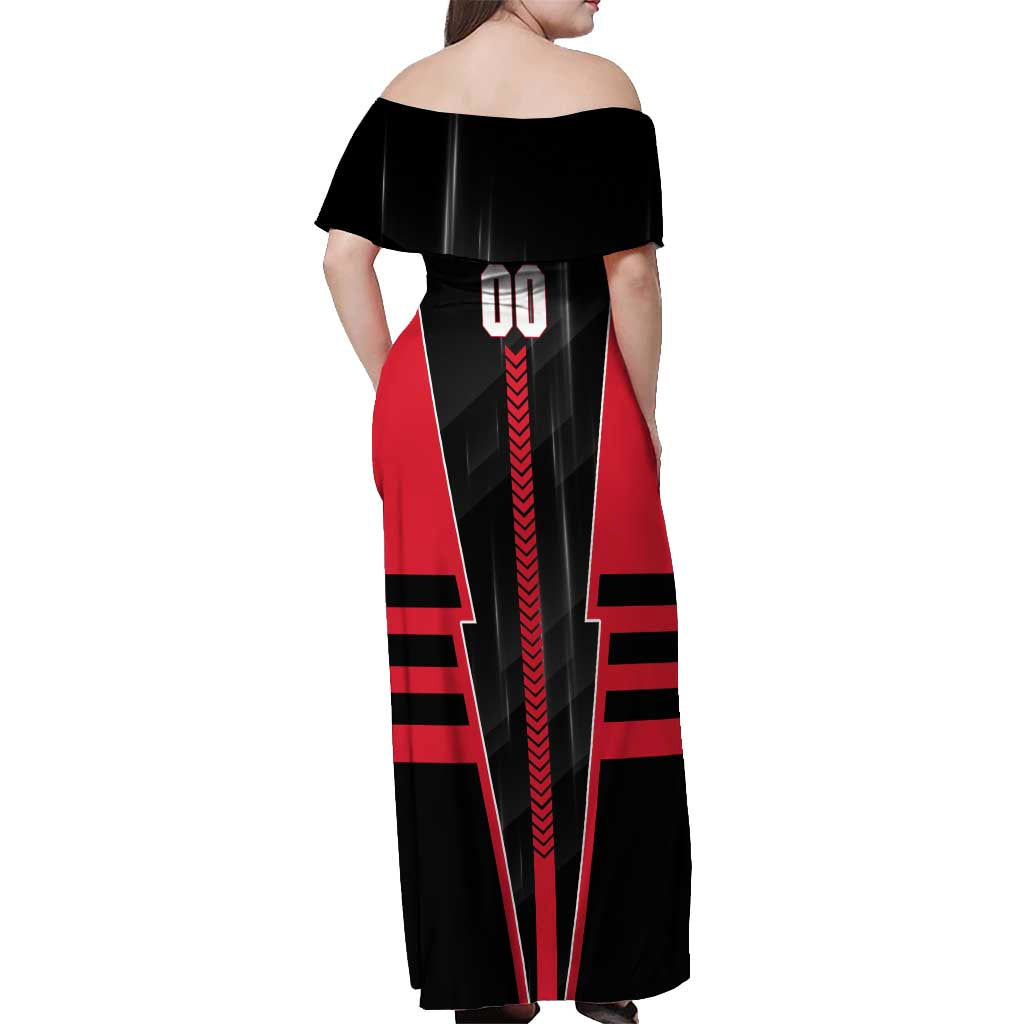 Personalized Essendon Bombers Off Shoulder Maxi Dress Modern Geometric Sports Graphic Style