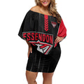 Personalized Essendon Bombers Off Shoulder Short Dress Modern Geometric Sports Graphic Style
