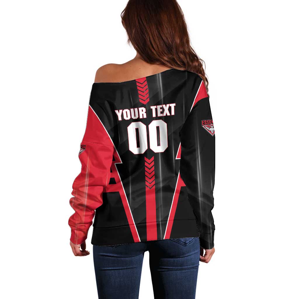 Personalized Essendon Bombers Off Shoulder Sweater Modern Geometric Sports Graphic Style