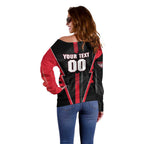 Personalized Essendon Bombers Off Shoulder Sweater Modern Geometric Sports Graphic Style