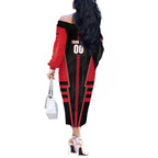 Personalized Essendon Bombers Off The Shoulder Long Sleeve Dress Modern Geometric Sports Graphic Style