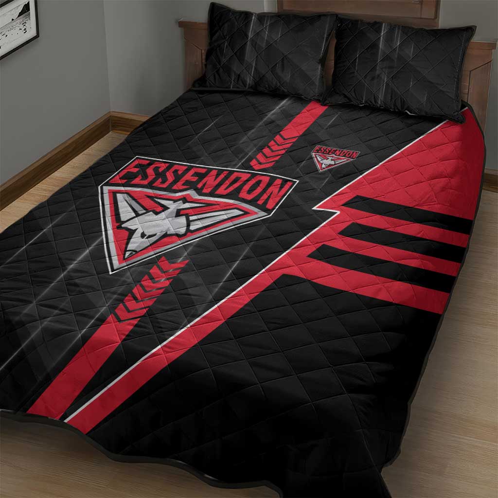 Essendon Bombers Quilt Bed Set Modern Geometric Sports Graphic Style