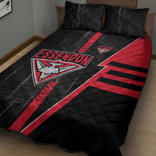 Essendon Bombers Quilt Bed Set Modern Geometric Sports Graphic Style