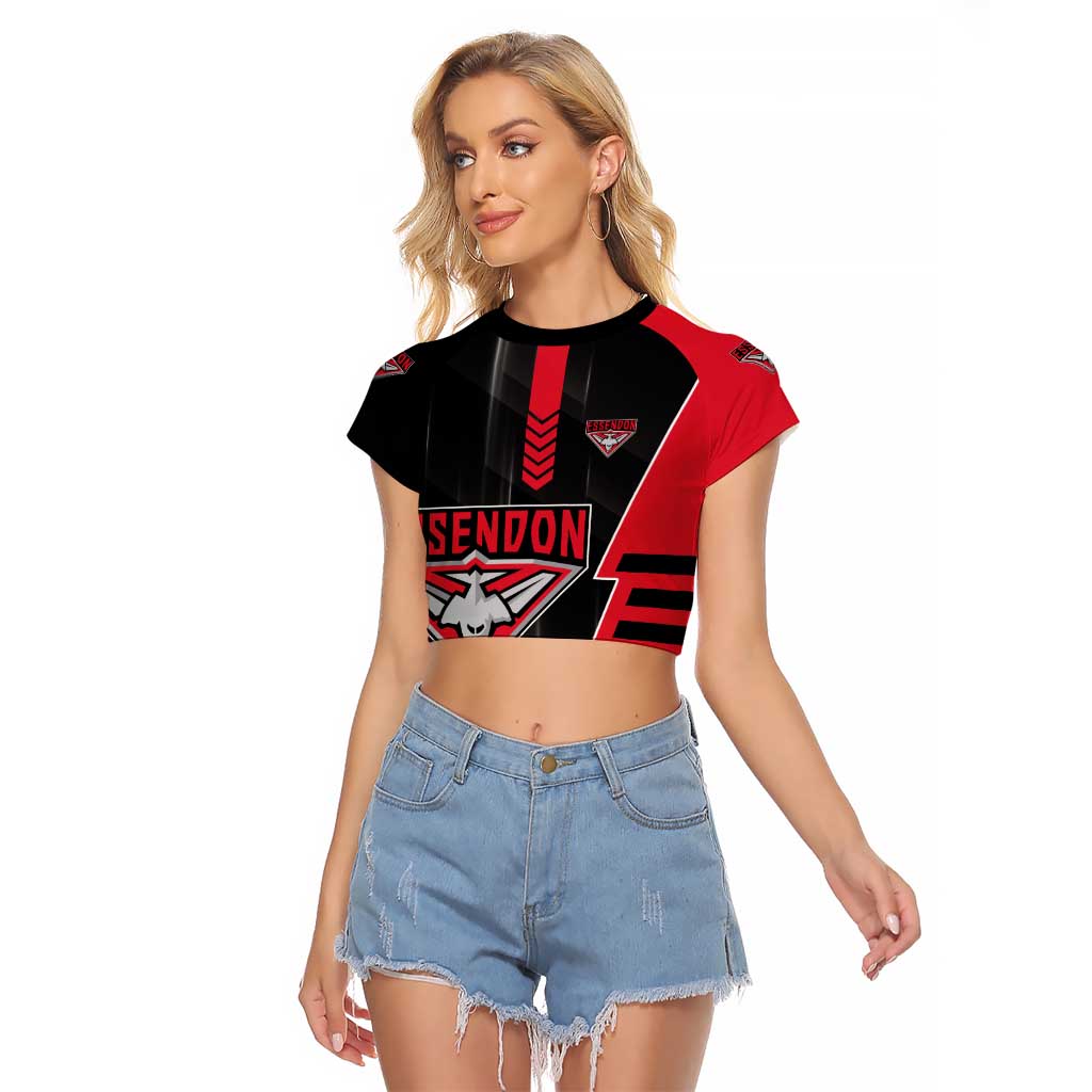 Personalized Essendon Bombers Raglan Cropped T Shirt Modern Geometric Sports Graphic Style