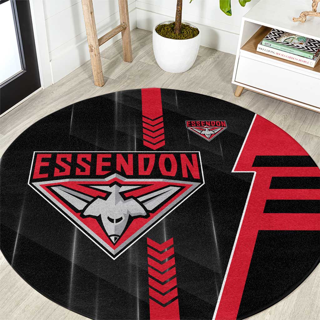 Essendon Bombers Round Carpet Modern Geometric Sports Graphic Style