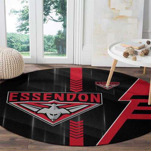 Essendon Bombers Round Carpet Modern Geometric Sports Graphic Style