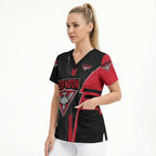 Personalized Essendon Bombers Scrub Top Modern Geometric Sports Graphic Style