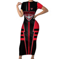 Personalized Essendon Bombers Short Sleeve Bodycon Dress Modern Geometric Sports Graphic Style