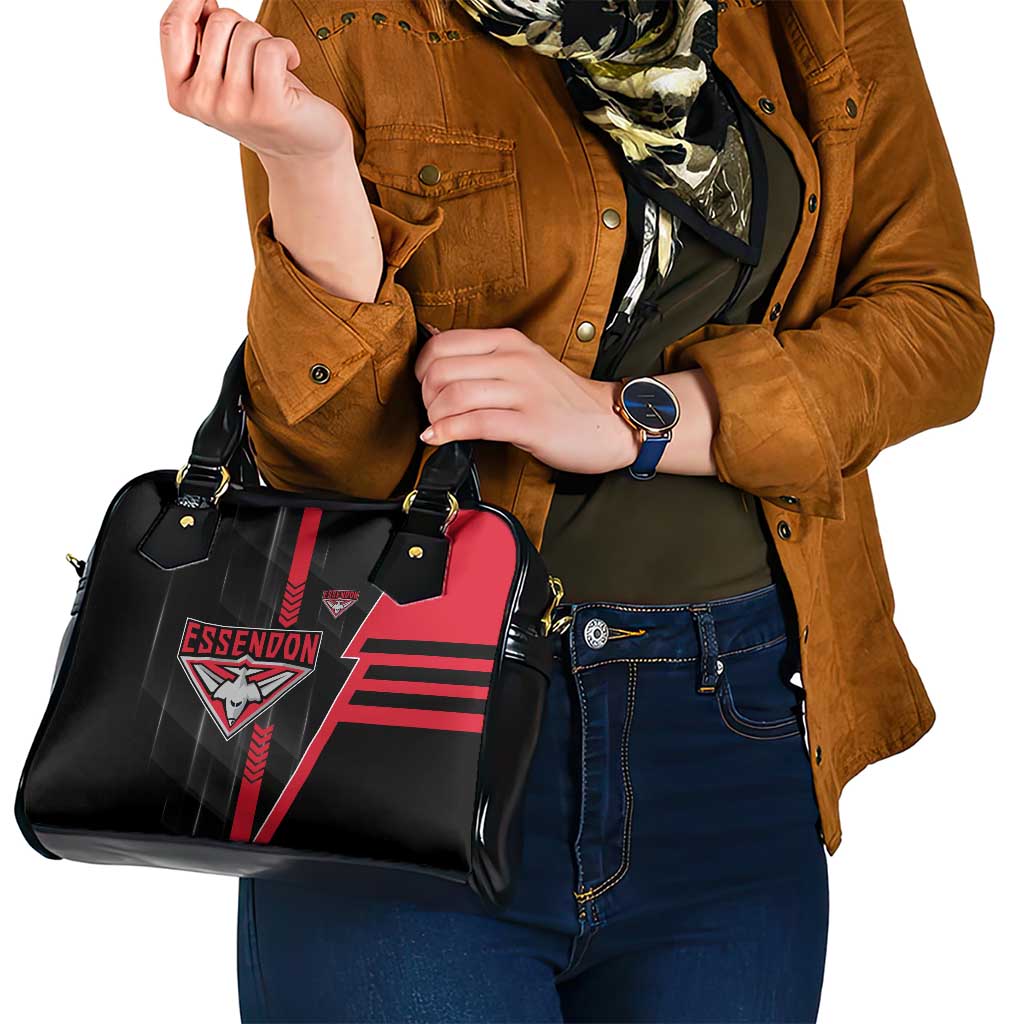 Essendon Bombers Shoulder Handbag Modern Geometric Sports Graphic Style