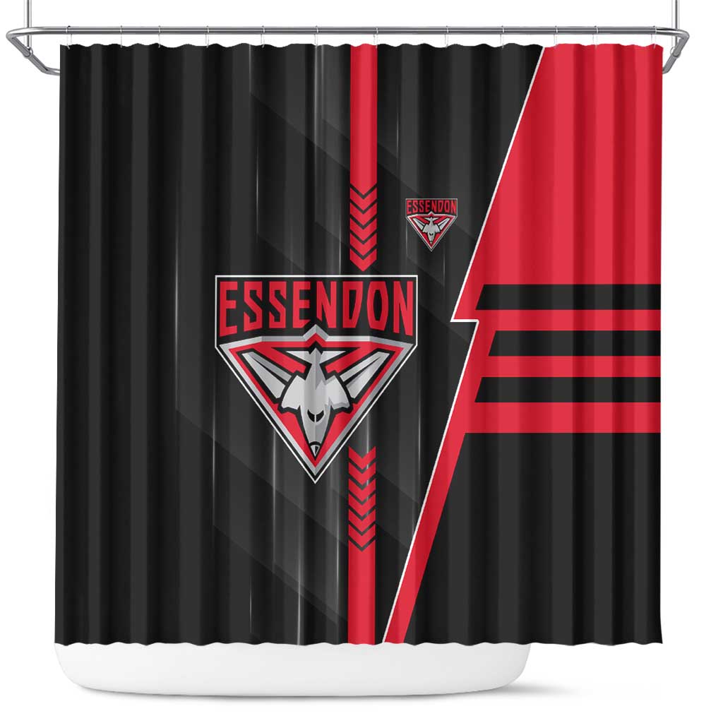 Essendon Bombers Shower Curtain Modern Geometric Sports Graphic Style