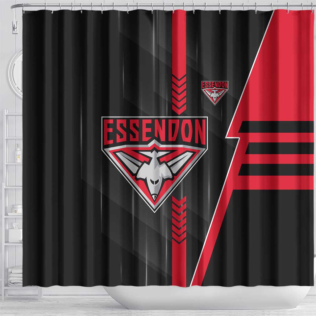 Essendon Bombers Shower Curtain Modern Geometric Sports Graphic Style