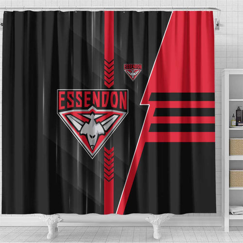 Essendon Bombers Shower Curtain Modern Geometric Sports Graphic Style