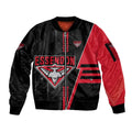 Personalized Essendon Bombers Sleeve Zip Bomber Jacket Modern Geometric Sports Graphic Style