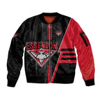 Personalized Essendon Bombers Sleeve Zip Bomber Jacket Modern Geometric Sports Graphic Style
