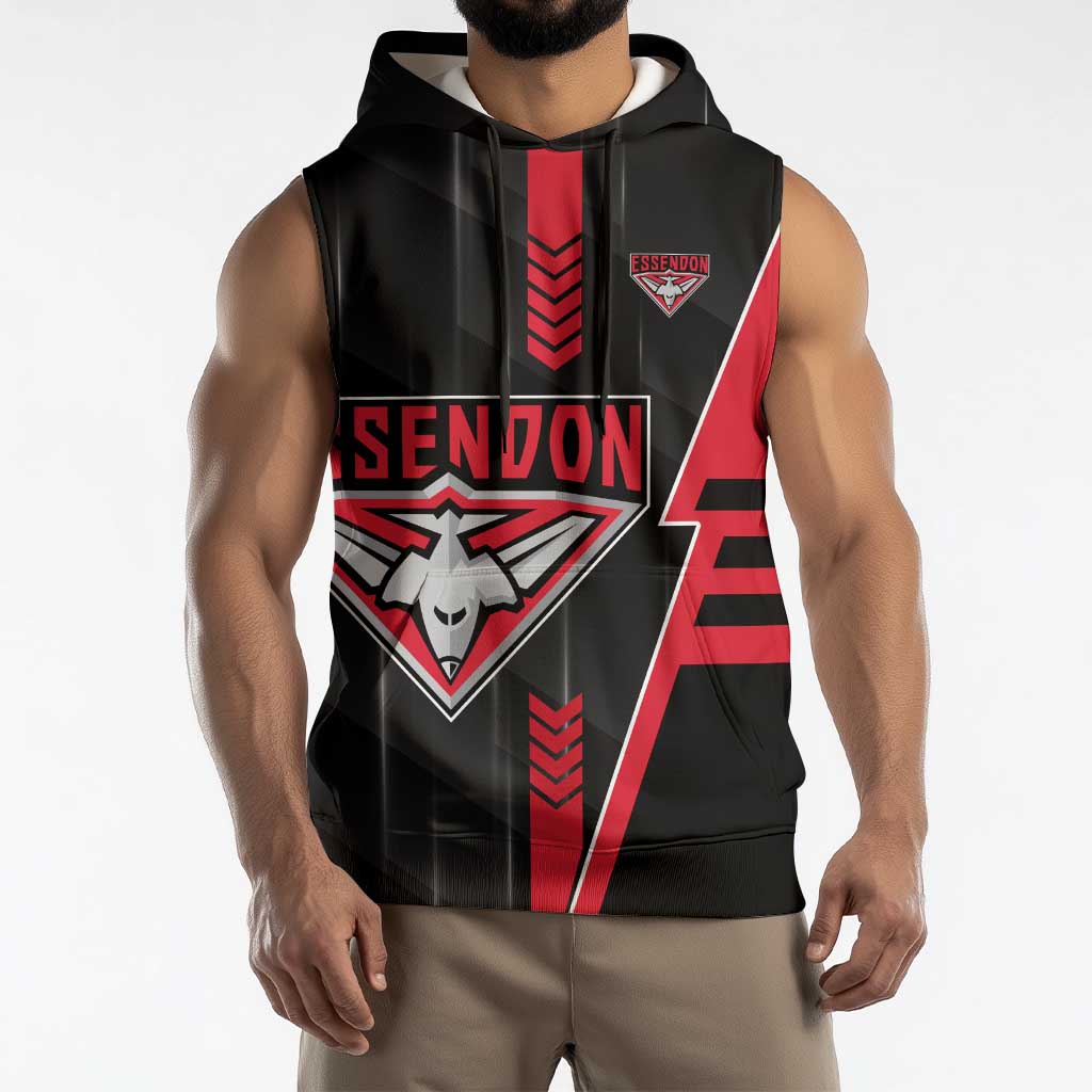 Personalized Essendon Bombers Sleeveless Hoodie Modern Geometric Sports Graphic Style