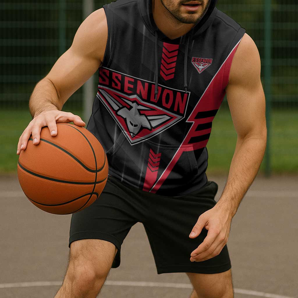 Personalized Essendon Bombers Sleeveless Hoodie Modern Geometric Sports Graphic Style
