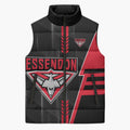 Personalized Essendon Bombers Sleeveless Puffer Jacket Modern Geometric Sports Graphic Style