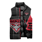 Personalized Essendon Bombers Sleeveless Puffer Jacket Modern Geometric Sports Graphic Style
