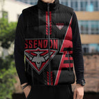 Personalized Essendon Bombers Sleeveless Puffer Jacket Modern Geometric Sports Graphic Style