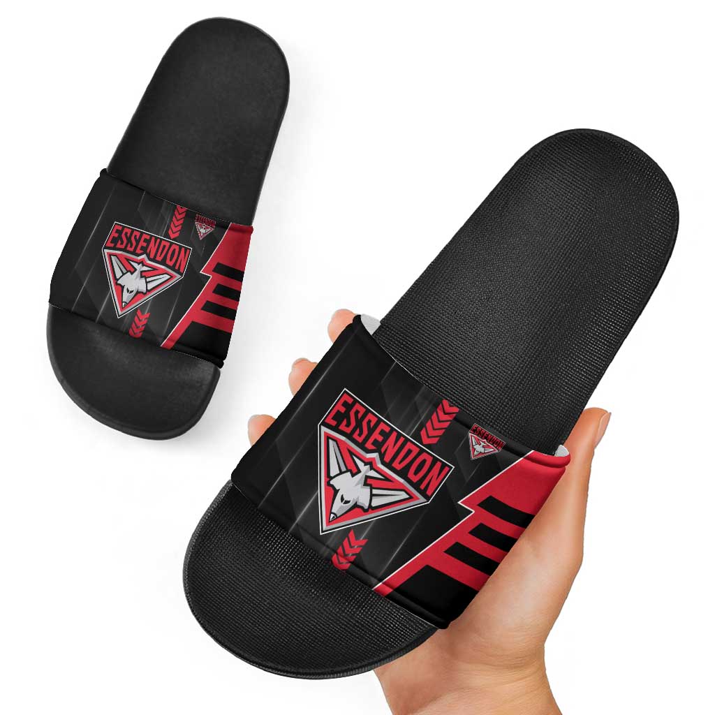Essendon Bombers Slide Sandals Modern Geometric Sports Graphic Style