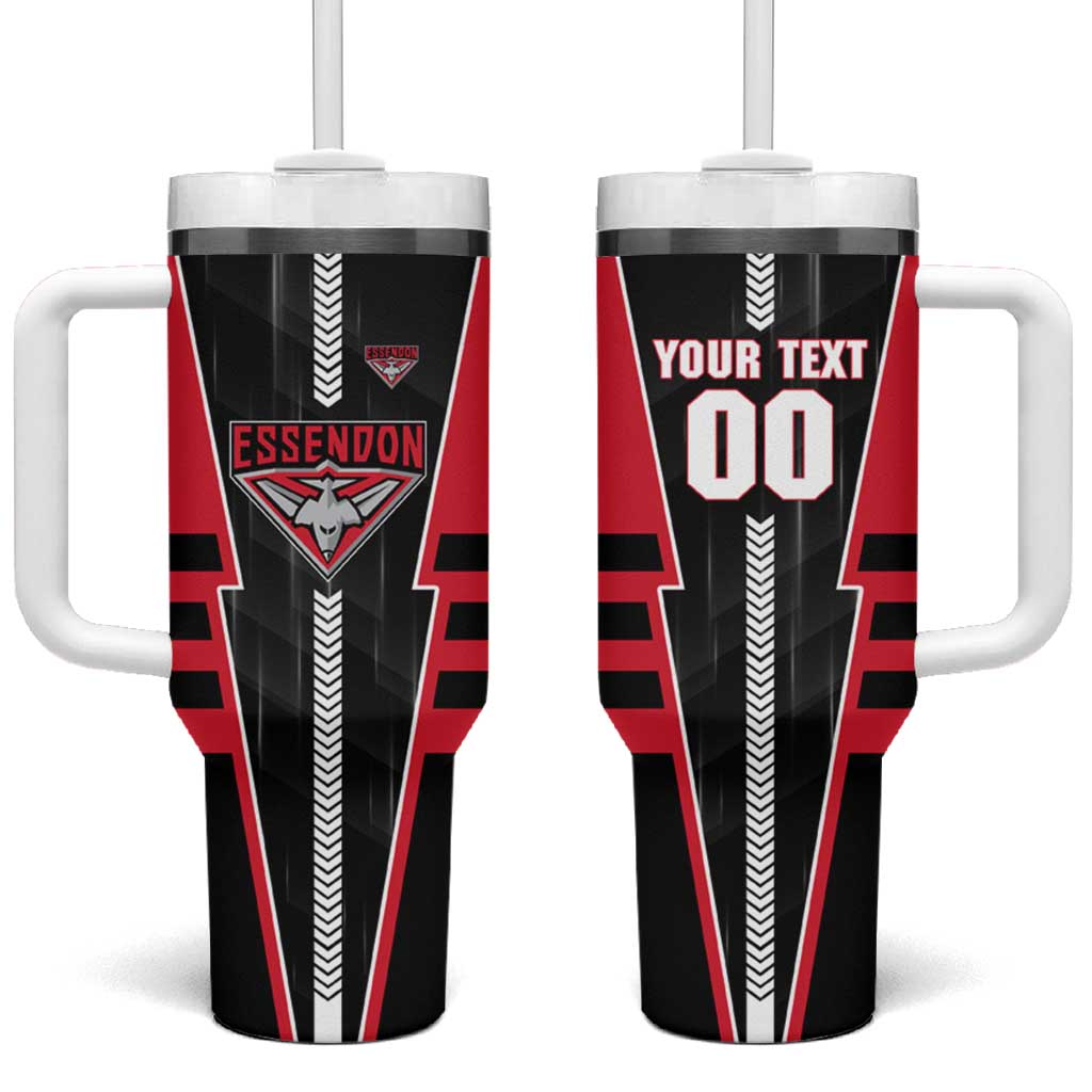 Personalized Essendon Bombers Tumbler With Handle Modern Geometric Sports Graphic Style