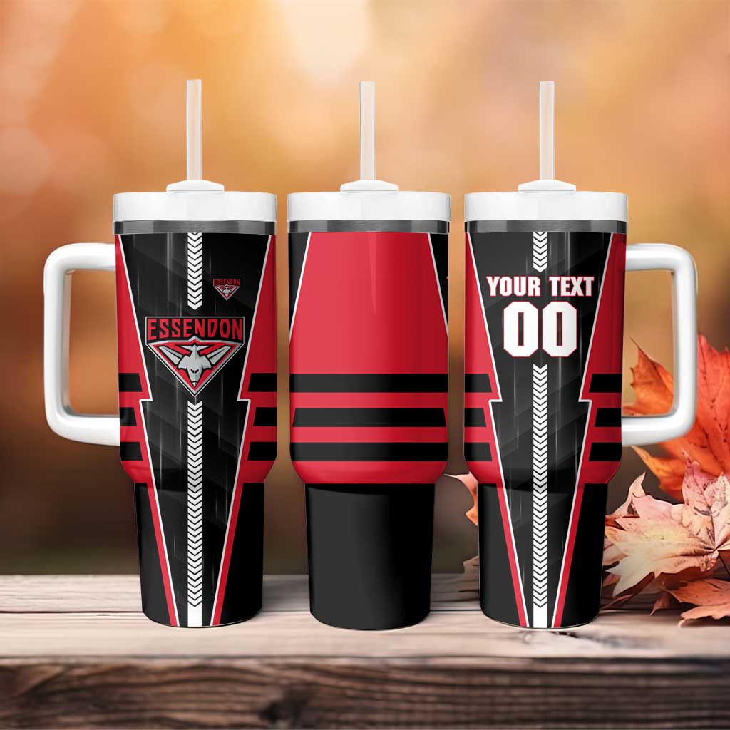 Personalized Essendon Bombers Tumbler With Handle Modern Geometric Sports Graphic Style