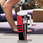Personalized Essendon Bombers Tumbler With Handle Modern Geometric Sports Graphic Style