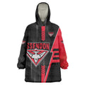 Personalized Essendon Bombers Wearable Blanket Hoodie Modern Geometric Sports Graphic Style