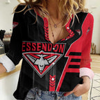 Personalized Essendon Bombers Women Casual Shirt Modern Geometric Sports Graphic Style