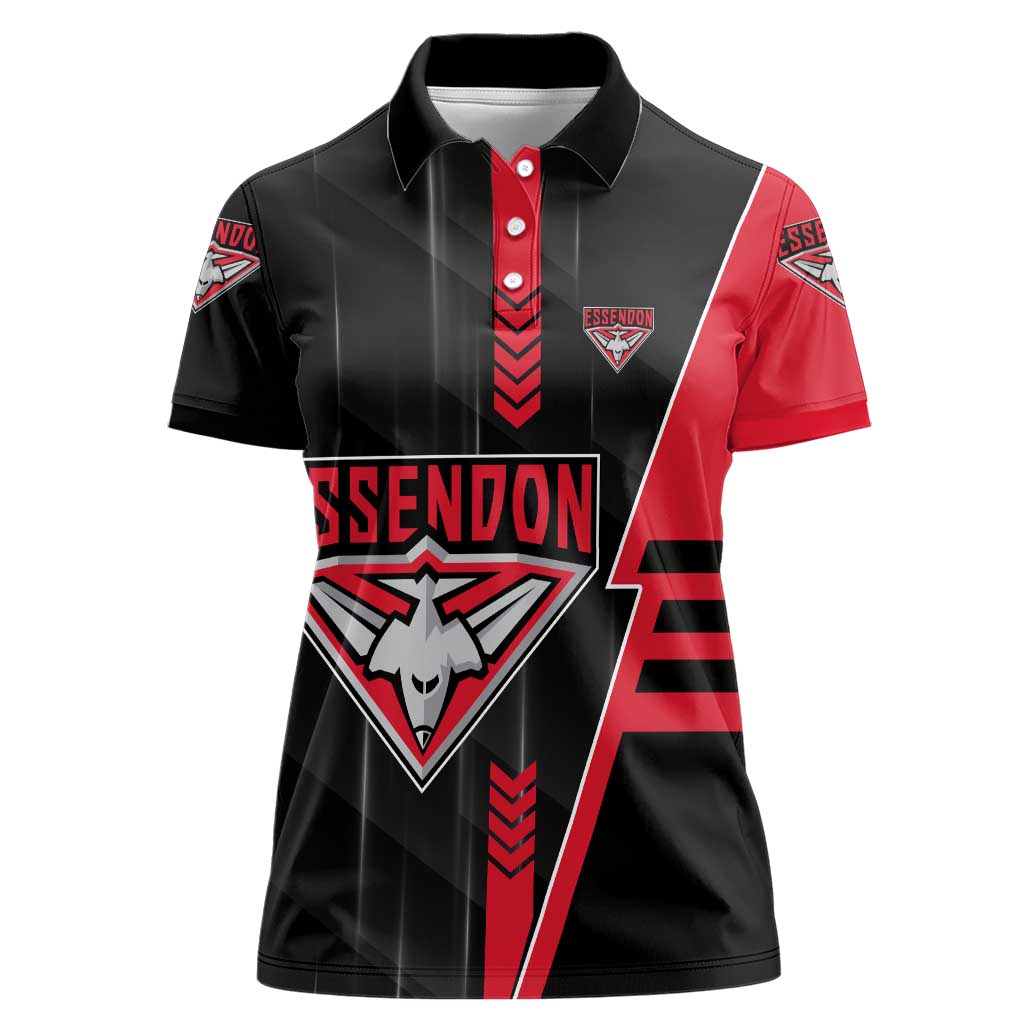 Personalized Essendon Bombers Women Polo Shirt Modern Geometric Sports Graphic Style