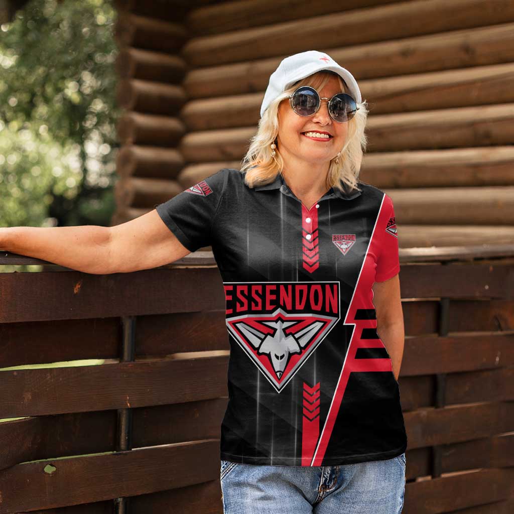 Personalized Essendon Bombers Women Polo Shirt Modern Geometric Sports Graphic Style