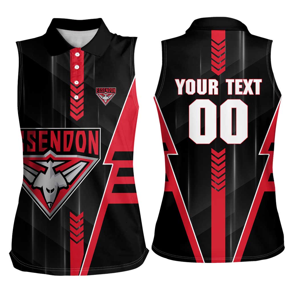 Personalized Essendon Bombers Women Sleeveless Polo Shirt Modern Geometric Sports Graphic Style
