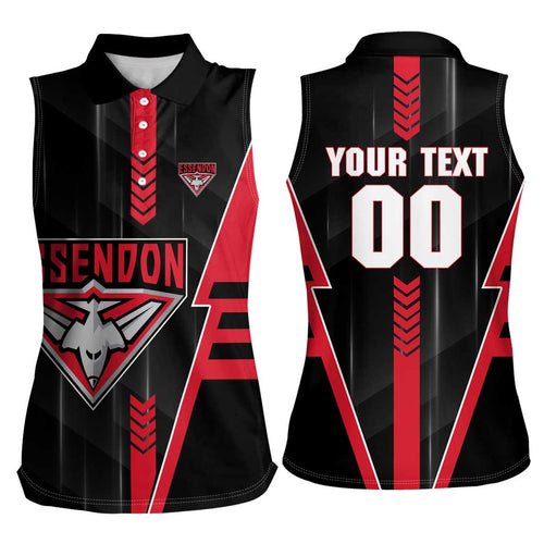 Personalized Essendon Bombers Women Sleeveless Polo Shirt Modern Geometric Sports Graphic Style