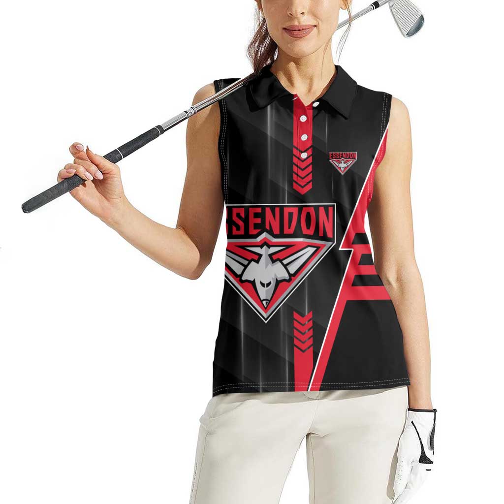 Personalized Essendon Bombers Women Sleeveless Polo Shirt Modern Geometric Sports Graphic Style