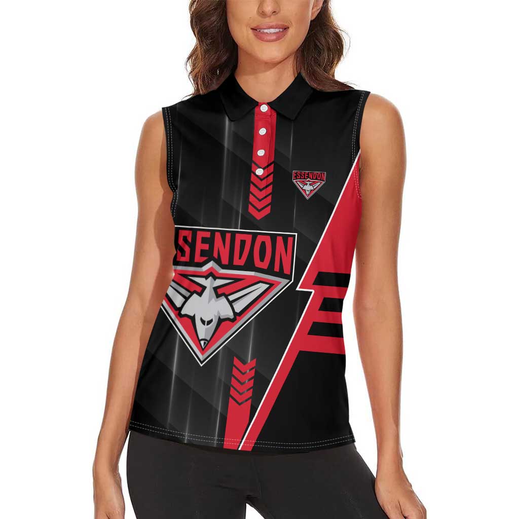 Personalized Essendon Bombers Women Sleeveless Polo Shirt Modern Geometric Sports Graphic Style