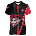 Personalized Essendon Bombers Women V-Neck T-Shirt Modern Geometric Sports Graphic Style