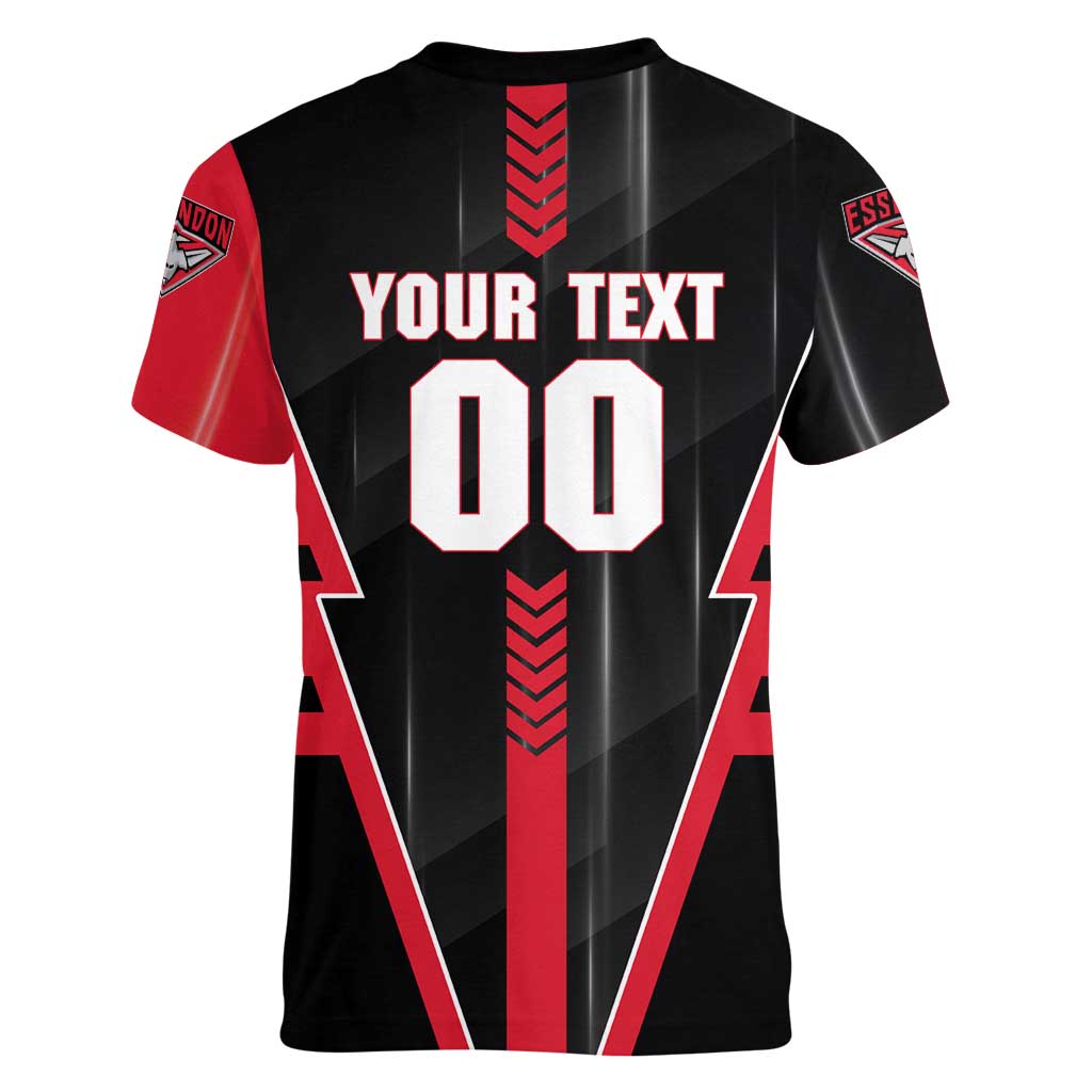 Personalized Essendon Bombers Women V-Neck T-Shirt Modern Geometric Sports Graphic Style