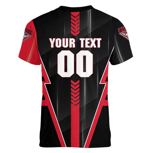 Personalized Essendon Bombers Women V-Neck T-Shirt Modern Geometric Sports Graphic Style