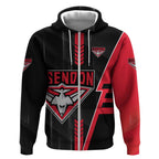 Personalized Essendon Bombers Zip Hoodie Modern Geometric Sports Graphic Style