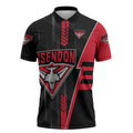 Personalized Essendon Bombers Zipper Polo Shirt Modern Geometric Sports Graphic Style