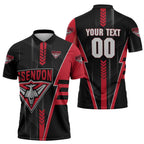 Personalized Essendon Bombers Zipper Polo Shirt Modern Geometric Sports Graphic Style