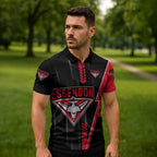 Personalized Essendon Bombers Zipper Polo Shirt Modern Geometric Sports Graphic Style