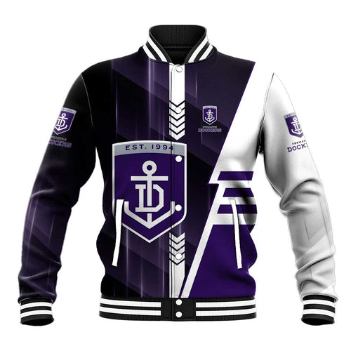 Personalized Fremantle Dockers Baseball Jacket Modern Geometric Sports Graphic Style